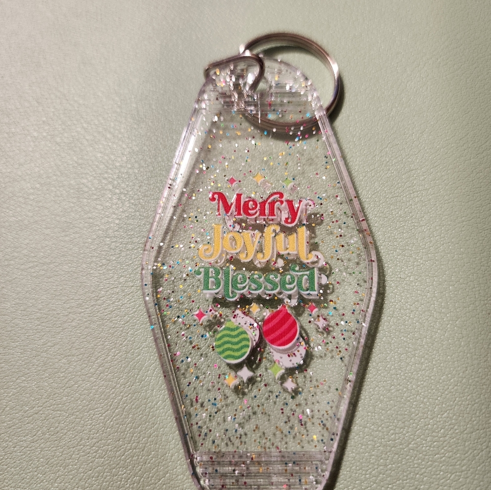 Festive Keychain with Colorful Text